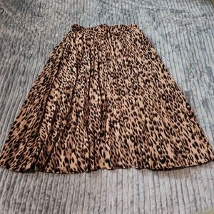 Chartou Leopard Print Maxi Skirt Sz Med Accordian Lined Flowy 28"×29"